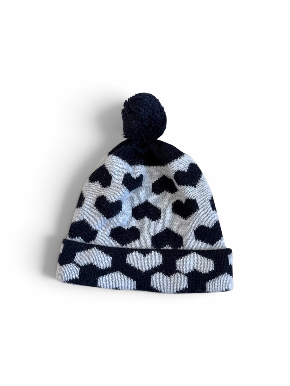 The Cashmere Project Heart Pattern Pom Pom Beanie